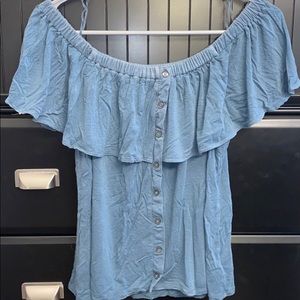 Teal off the shoulder shirt